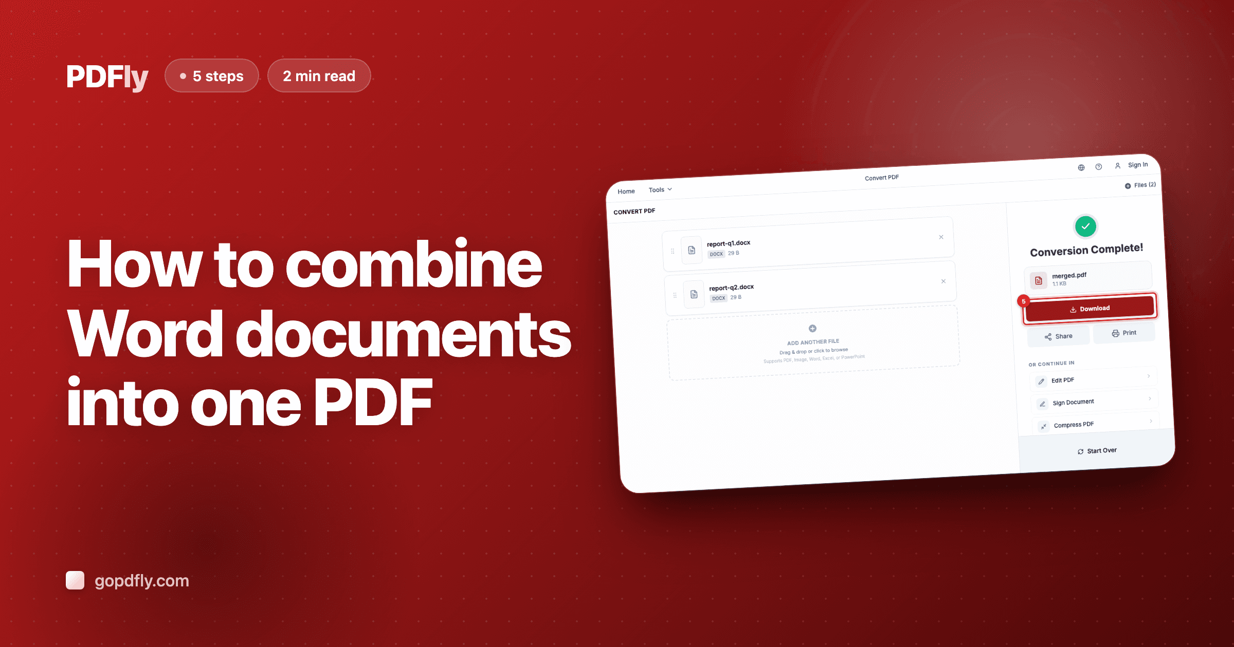 How to combine Word documents into one PDF