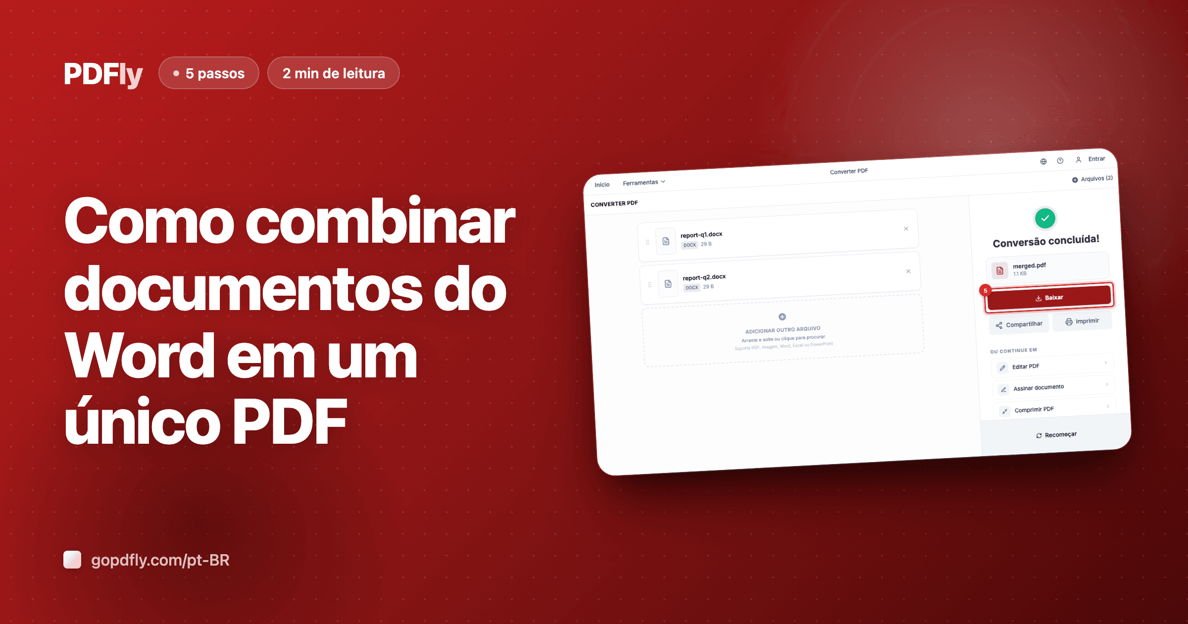 Como combinar documentos do Word em um único PDF