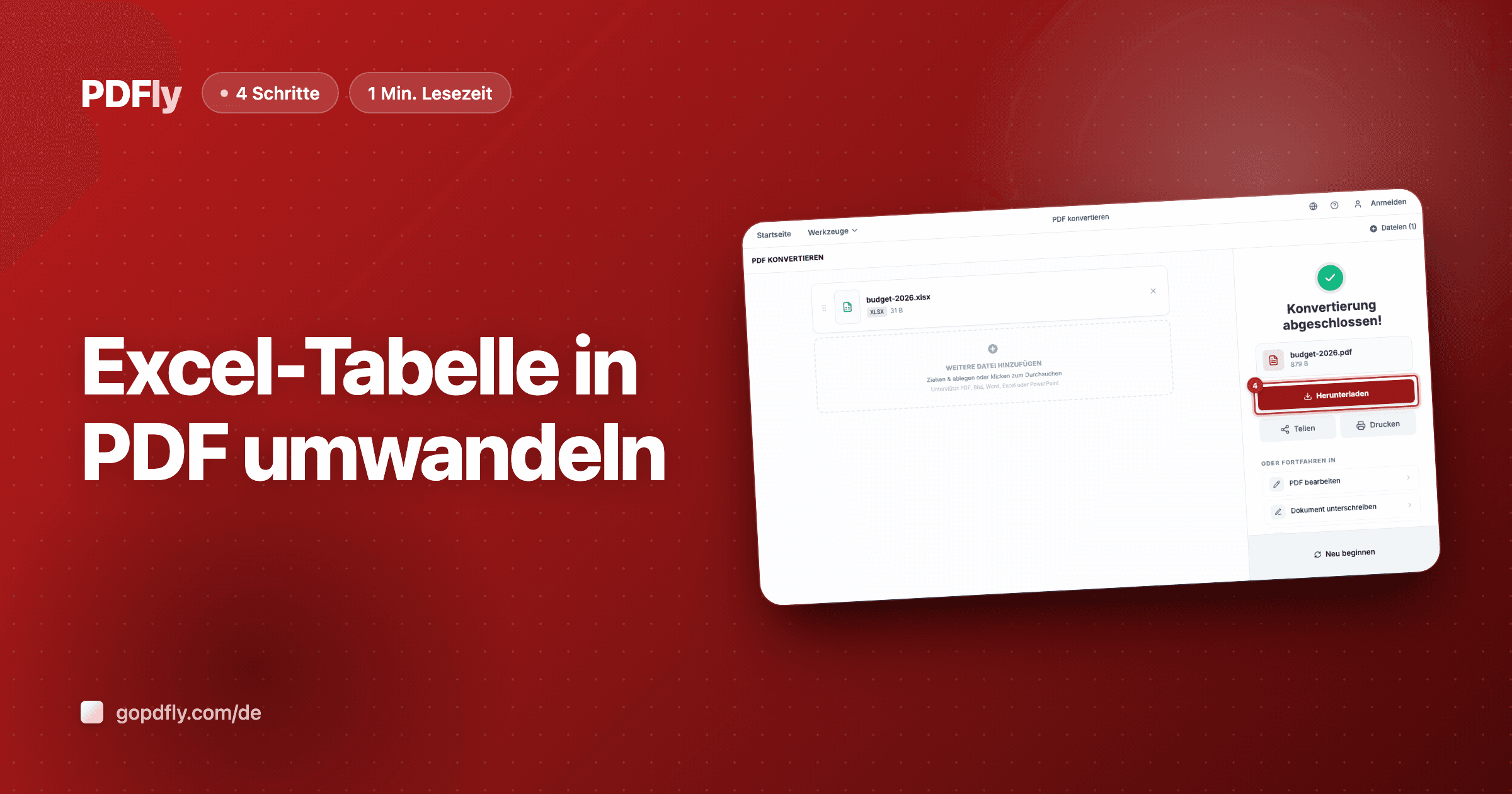 Excel-Tabelle in PDF umwandeln