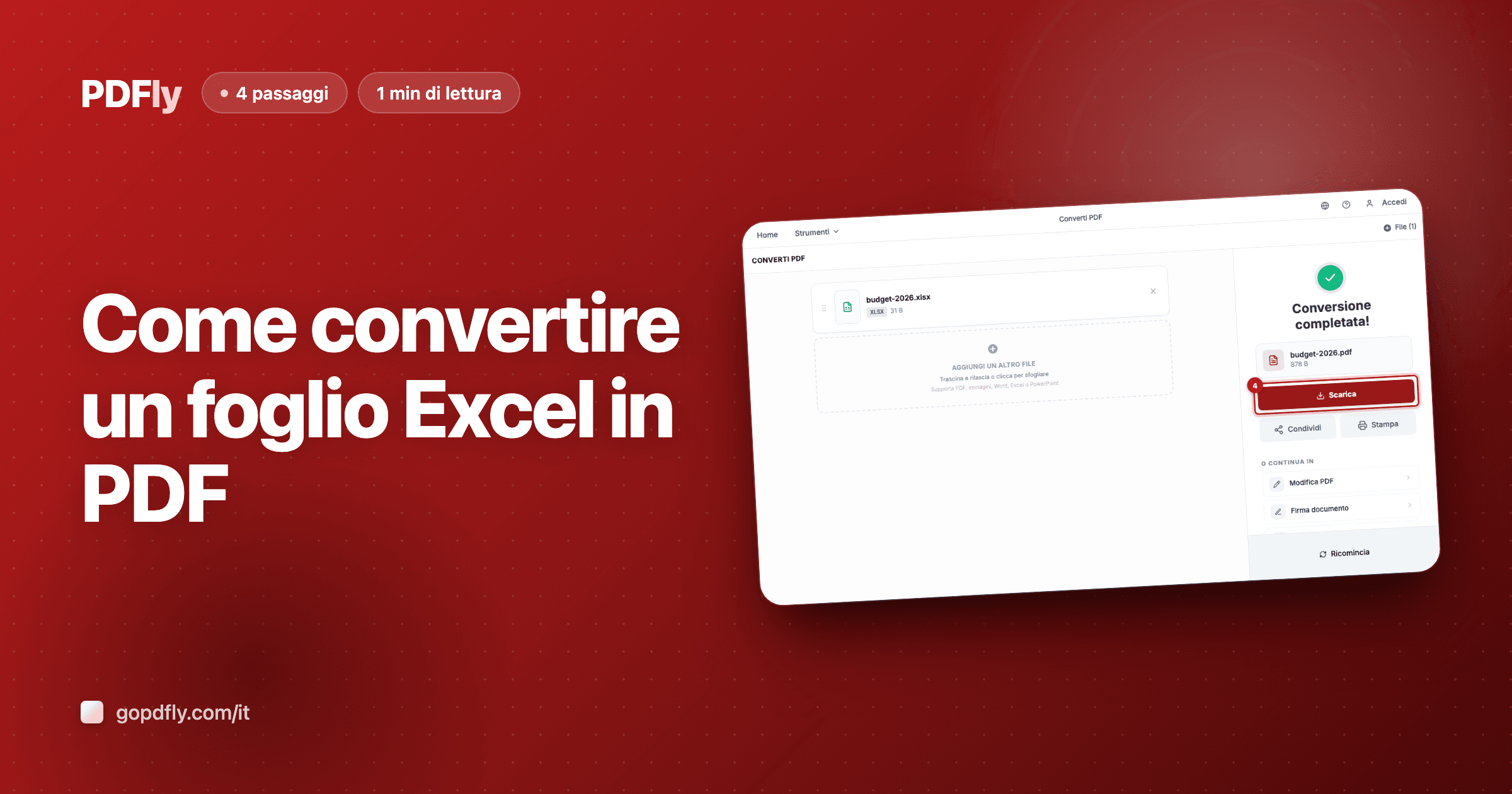 Come convertire un foglio Excel in PDF