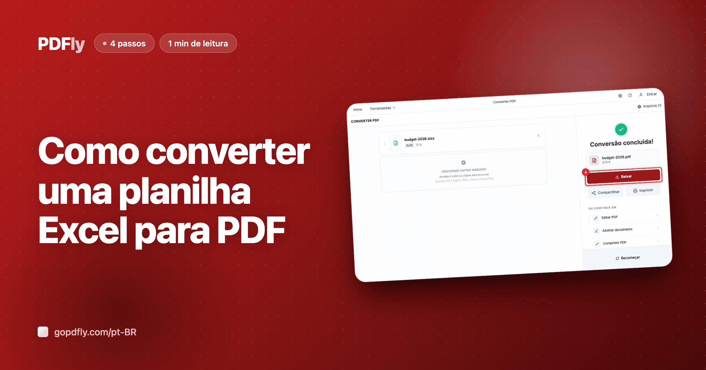 Como converter uma planilha Excel para PDF