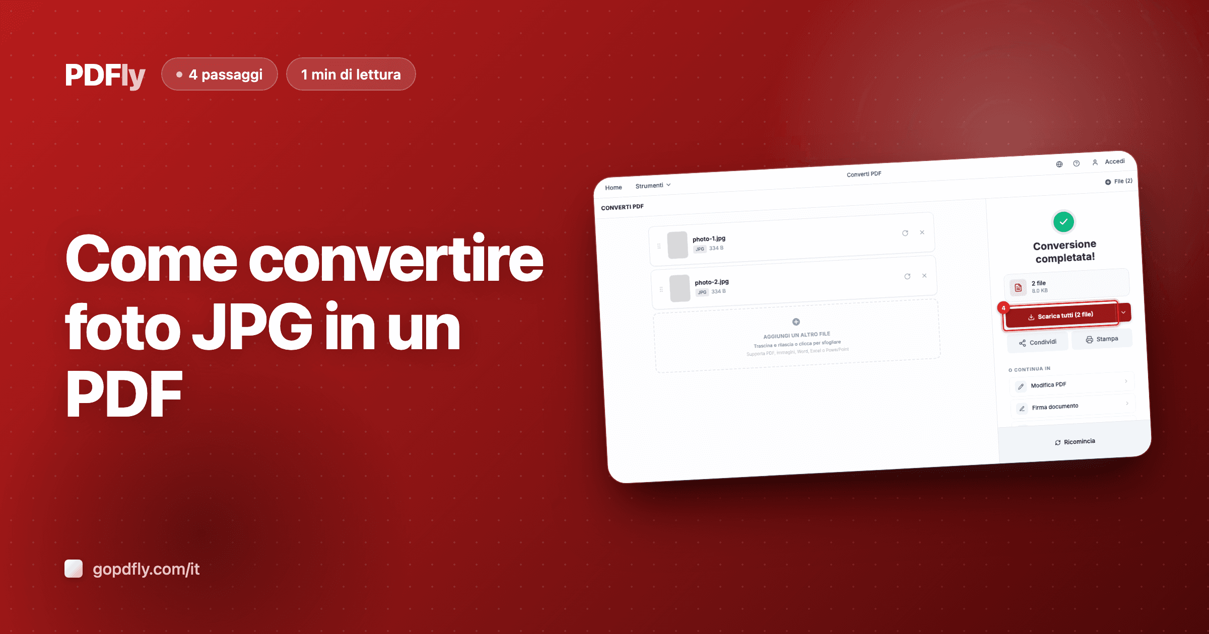 Come convertire foto JPG in un PDF
