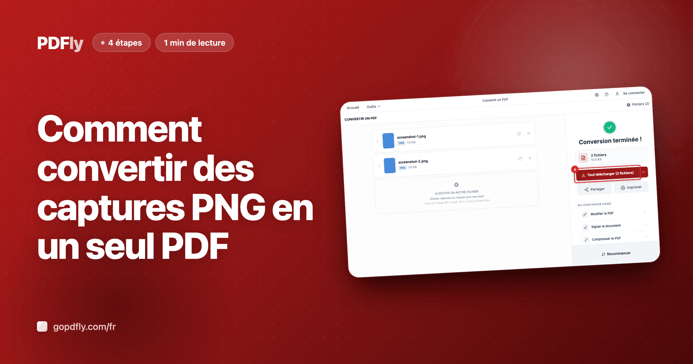Comment convertir des captures PNG en un seul PDF