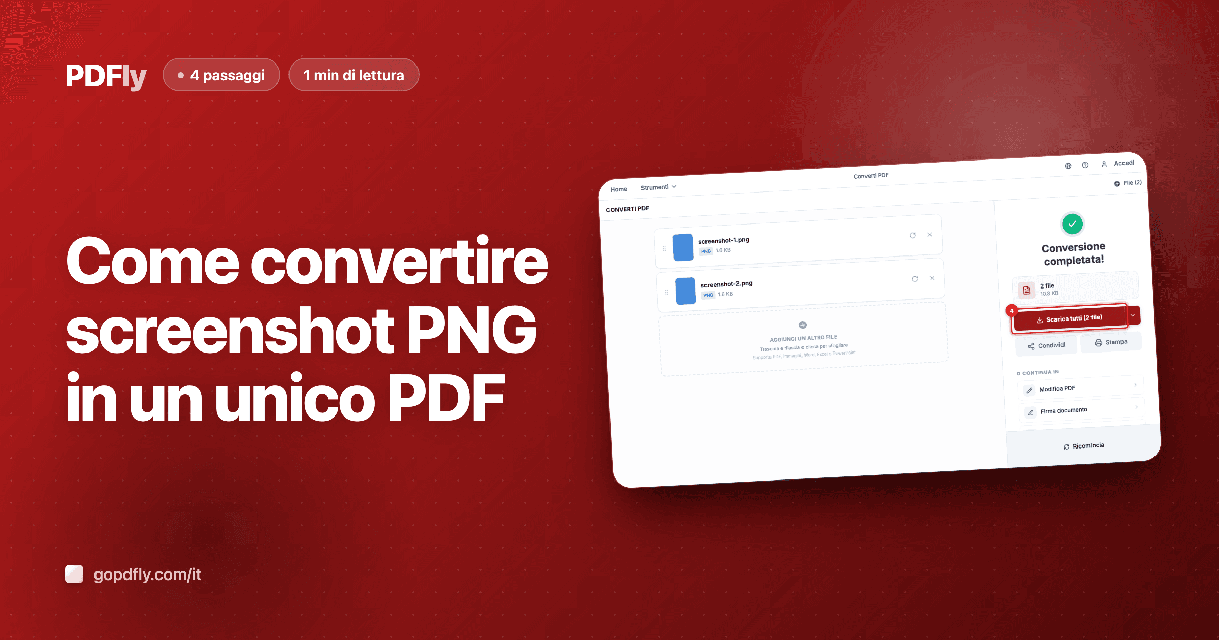 Come convertire screenshot PNG in un unico PDF