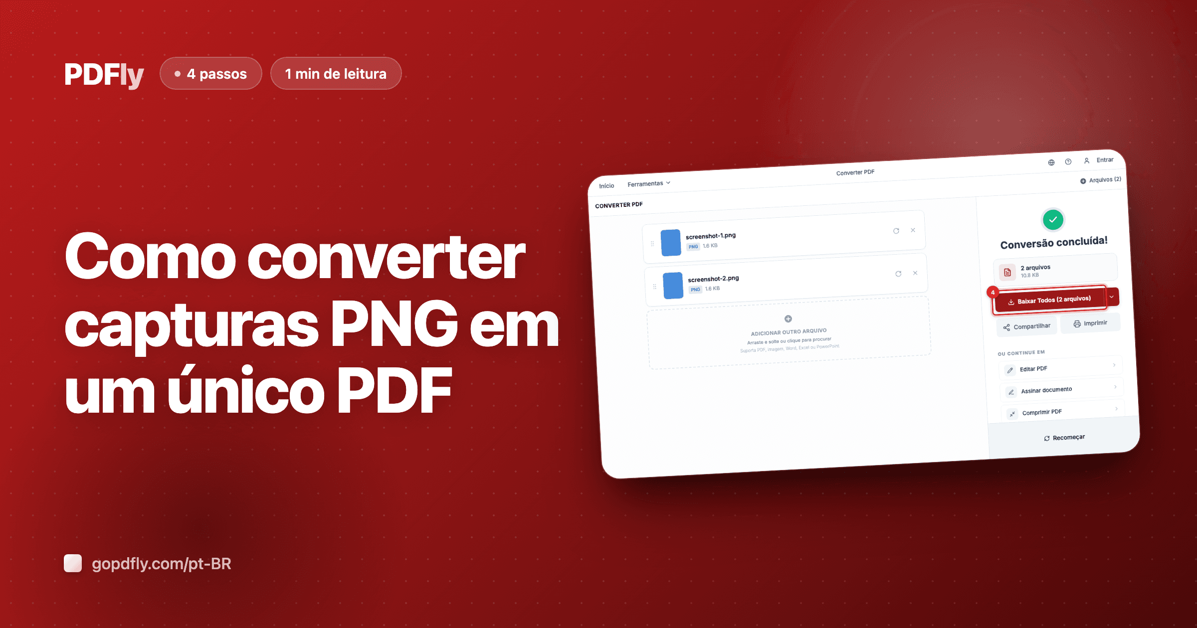 Como converter capturas PNG em um único PDF