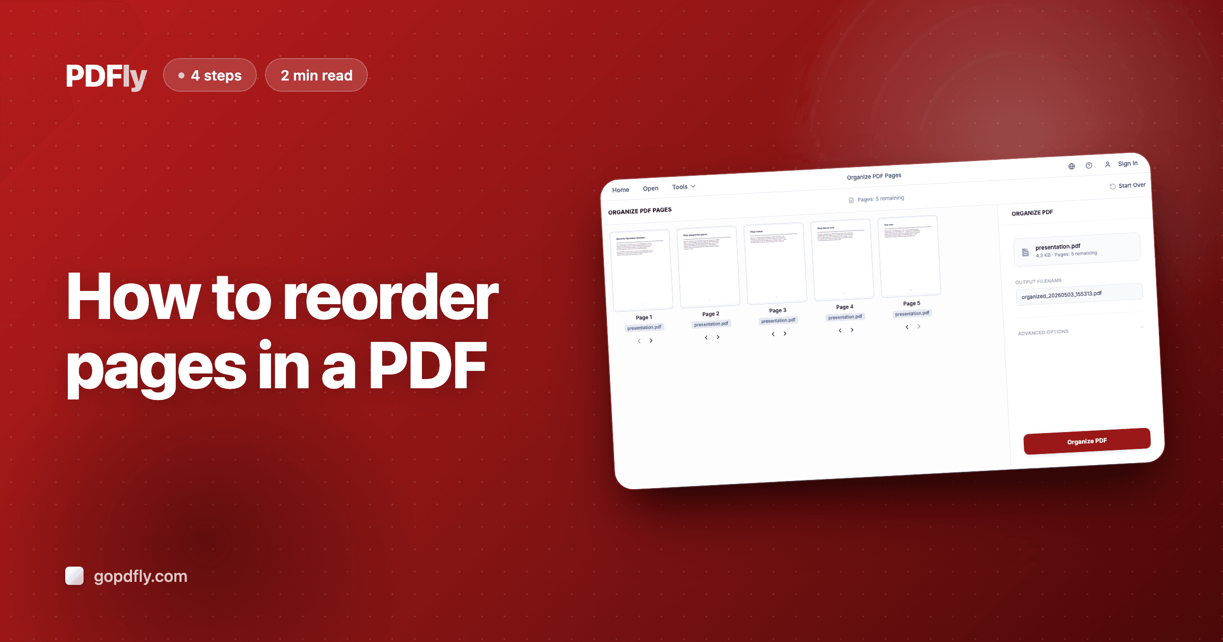 How to reorder pages in a PDF